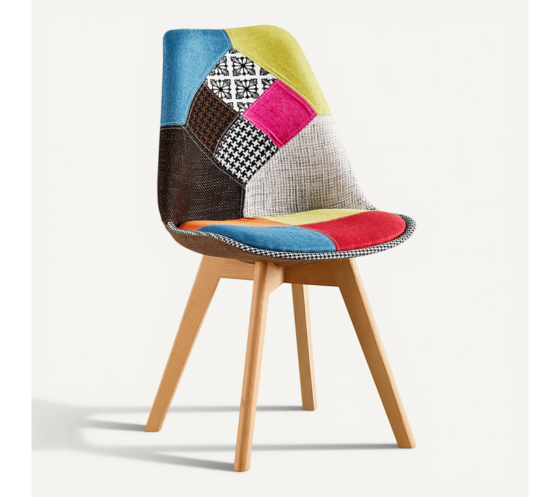 Chaise à Manger Brielle Design Scandi Rétro - Multicolore Premium Nouvelle édition - Patchwork Fion