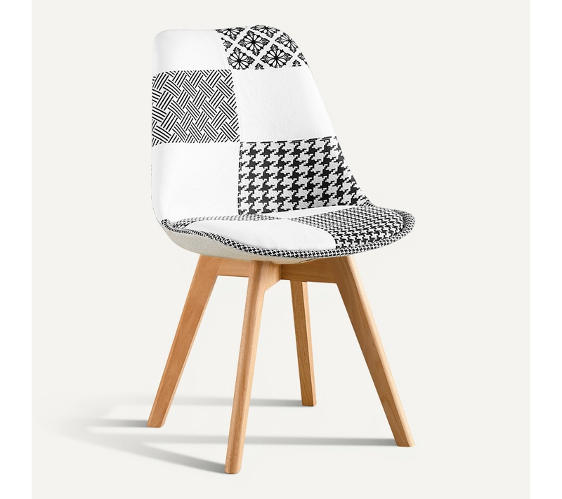 Chaise à Manger Brielle Design Scandi Rétro - Noir Et Blanc Premium Nouvelle édition - Patchwork Max