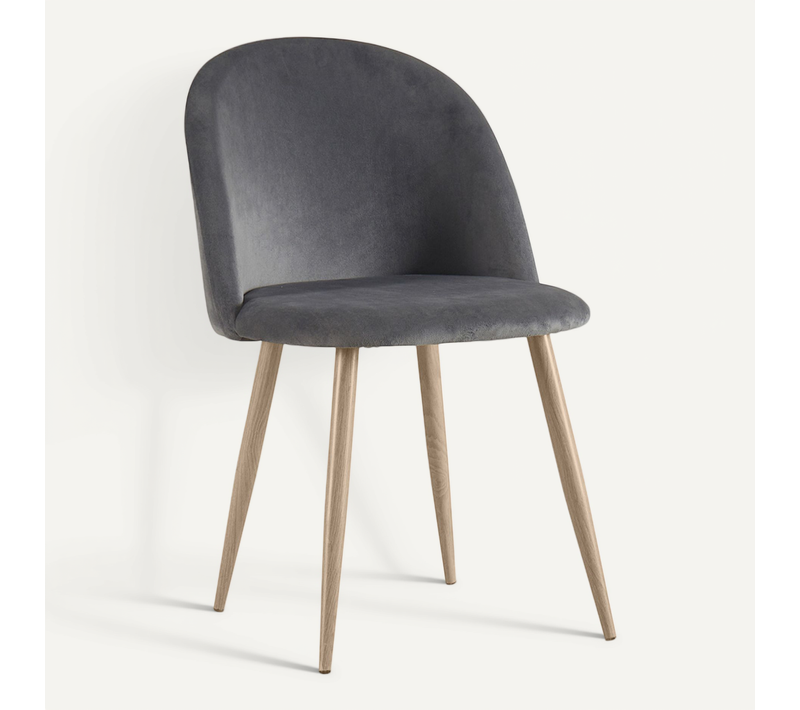 Chaise De Salle À Manger - Tapissée De Velours - Scandinave - Bennett Gris Foncé