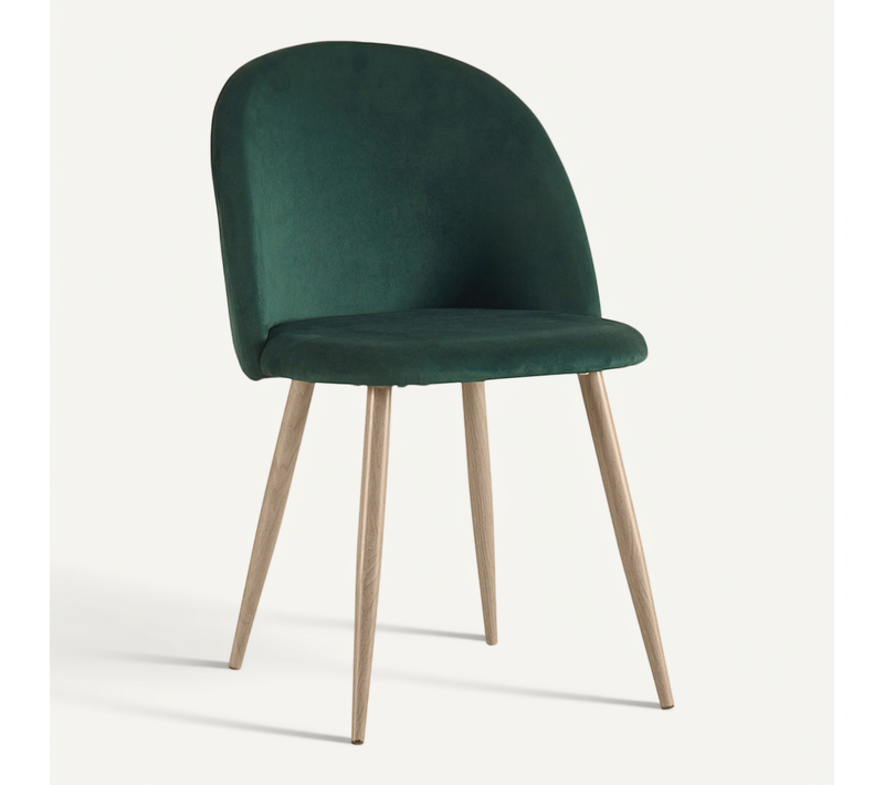 Chaise De Salle À Manger - Tapissée De Velours - Scandinave - Bennett Vert Foncé
