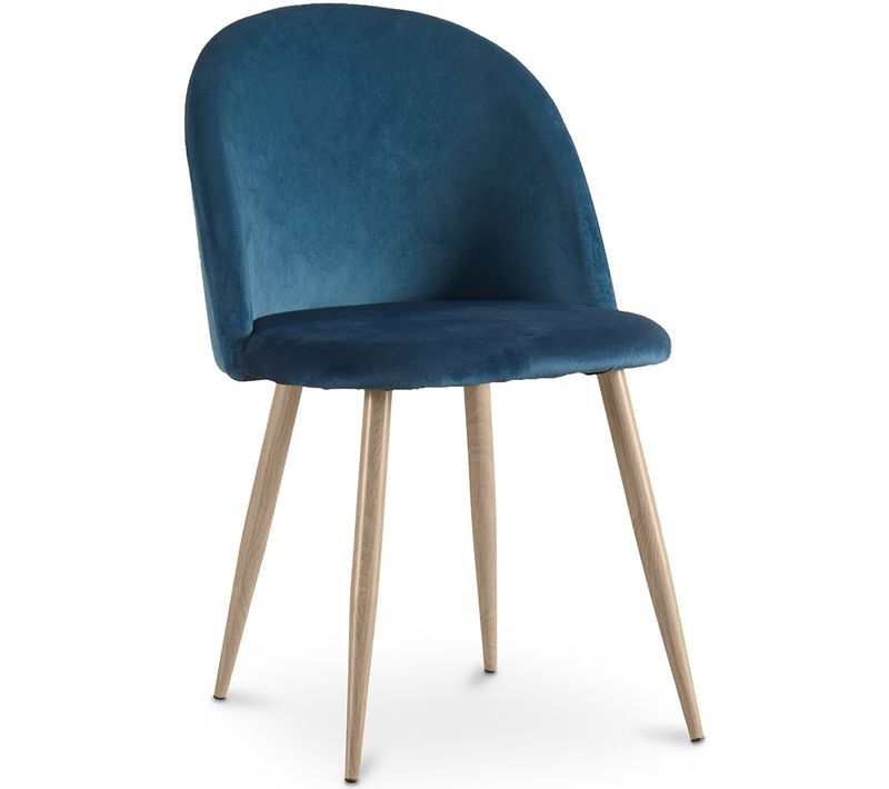 Chaise De Salle à Manger - Tapissée De Velours - Style Scandinave -  Bennett Bleu Foncé