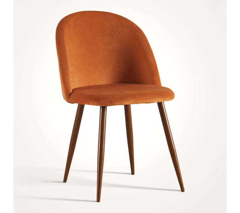 Chaise De Salle à Manger - Tapissée De Velours - Design Scandinave - Bennett Orange Rougeâtre