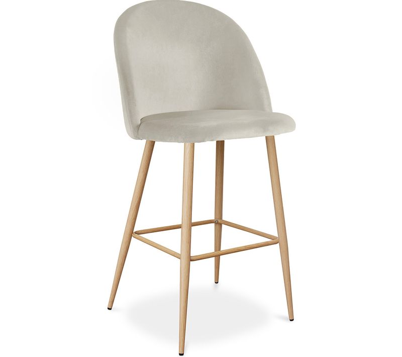 Tabouret Tapissé En Velours - Design Scandinave - Bennett Gris Clair