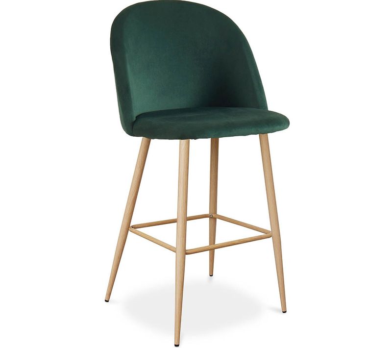 Tabouret Tapissé En Velours - Design Scandinave - Bennett Vert Foncé