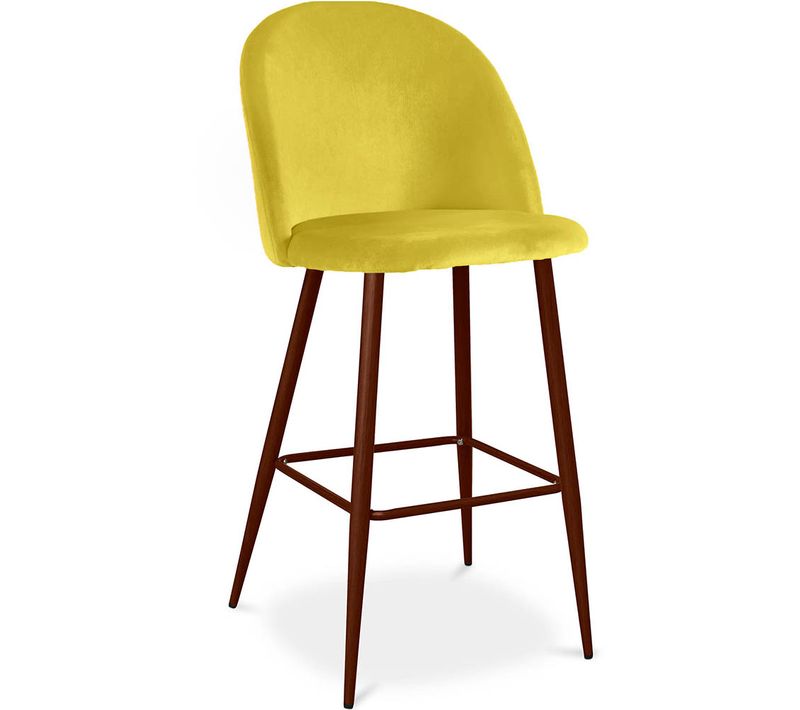 Tabouret Tapissé En Velours - Design Scandinave - Bennett Jaune