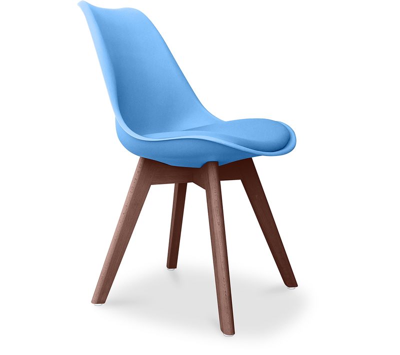 Premium Chaise Brielle Au Design Scandinave Avec Coussin - Pieds Sombres Bleu Clair