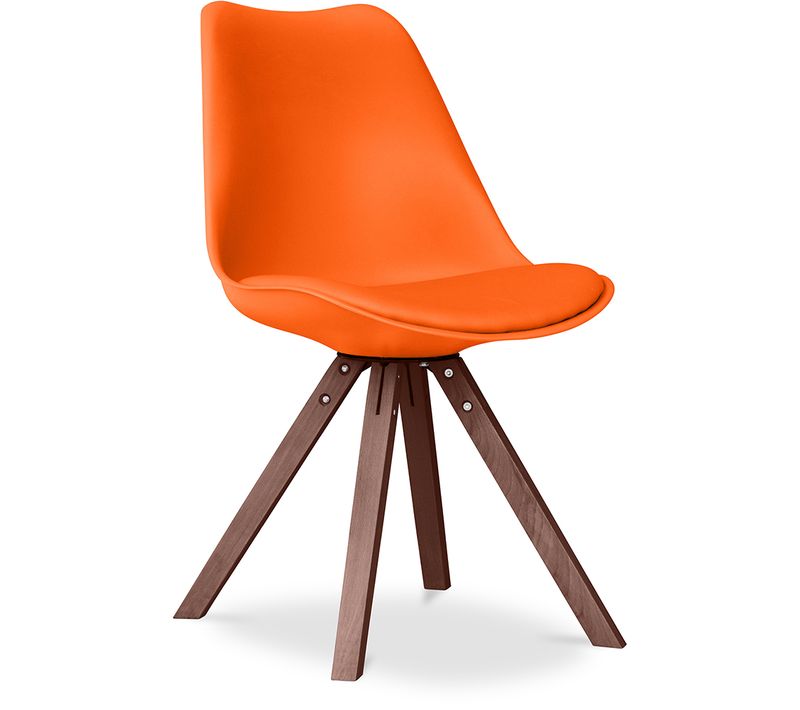 Premium Chaise Brielle Au Design Scandinave Avec Coussin - Pieds Sombres Orange