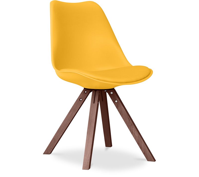 Premium Chaise Brielle Au Design Scandinave Avec Coussin - Pieds Sombres Jaune