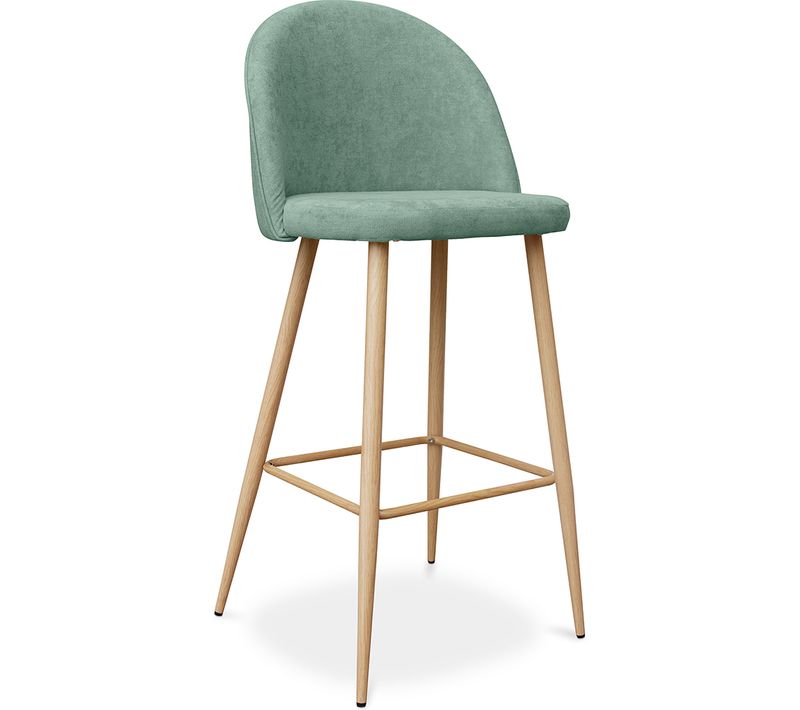 Tabouret Tapissé En Tissu - Design Scandinave - 76cm - Bennett Bleu Pastel