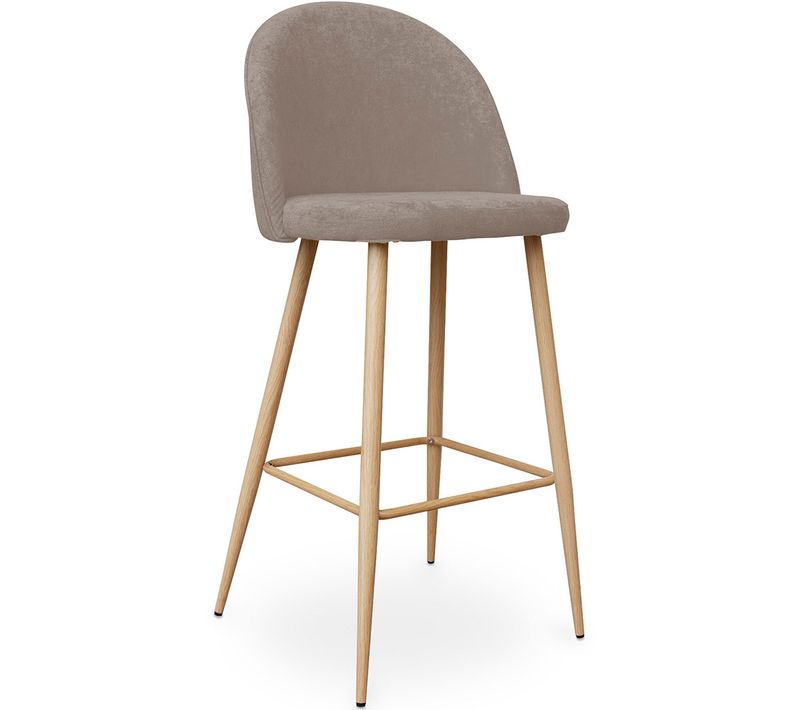 Tabouret Tapissé En Tissu - Design Scandinave - 76cm - Bennett Taupe