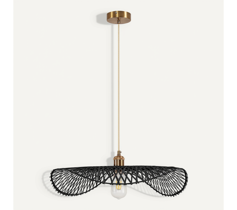 Lampe Suspendue Boho Bali Design En Bambou Tissé - Imani Noir