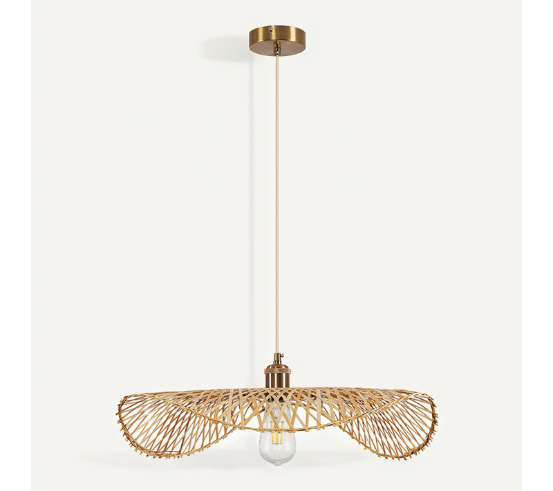 Lampe Suspendue Boho Bali Design En Bambou Tissé - Imani Doré