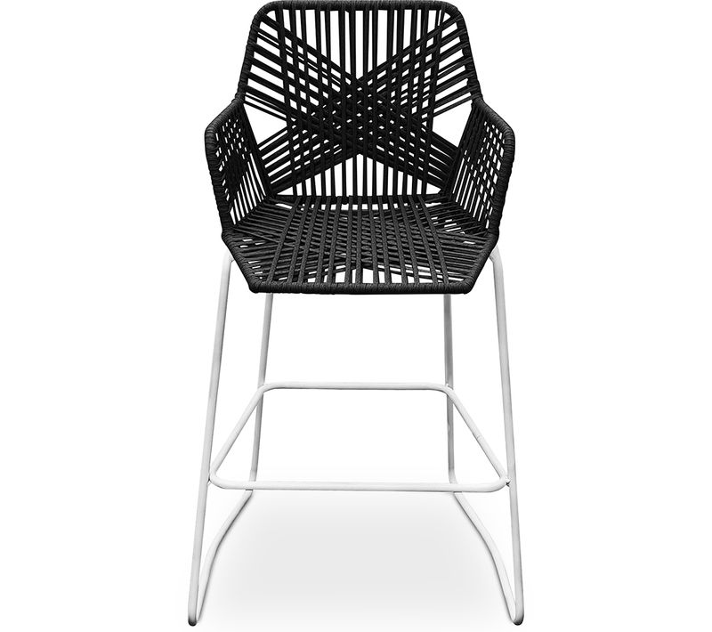 Tabouret De Bar Design Boho Bali En Rotin Synthétique 75 Cm - Zane Noir