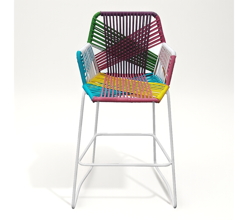 Tabouret De Bar Design Boho Bali En Rotin Synthétique 75 Cm - Zane Multicolore