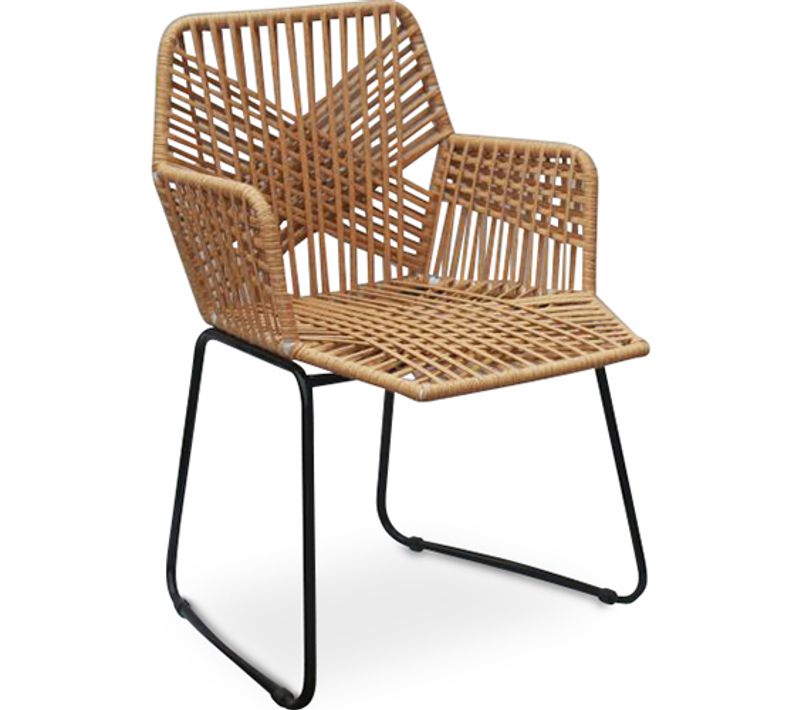 Chaise De Salle à Manger De Jardin Design Boho Bali En Rotin Synthétique - Zane Noir