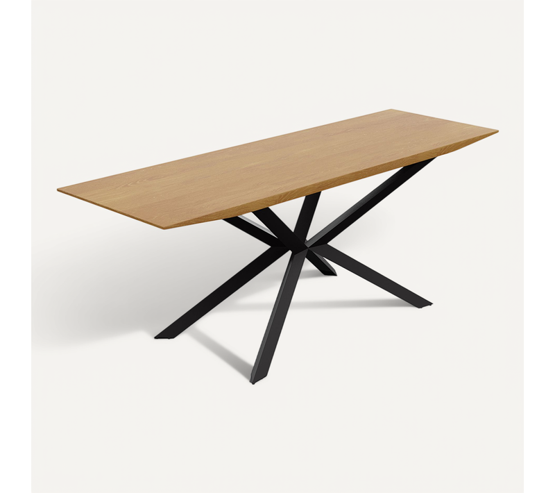Table à Manger 220 Cm Rectangulaire Design Industriel – Bois et Métal Noir – 6/8 Places – Holh