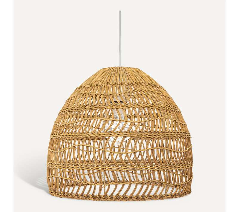 Lampe Suspendue Boho Bali En Rotin Naturel - 40cm - Seam Bois Naturel