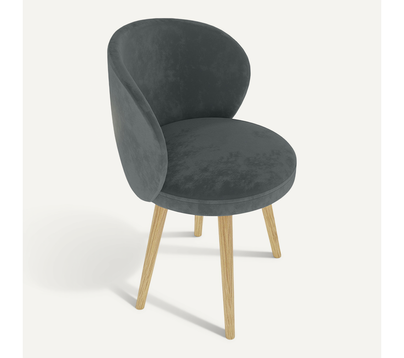 Chaise De Salle À Manger En Velours Rembourré - Seranda Gris Foncé