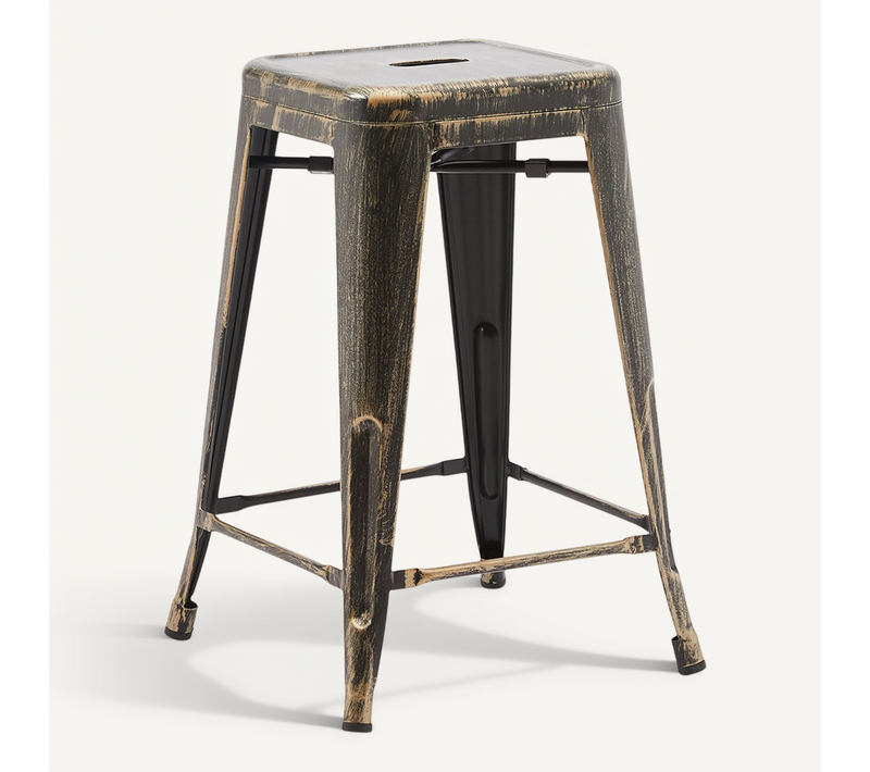 Tabouret De Bar - Design Industriel - 60cm - Nouvelle édition - Metalix Bronze Métallisé