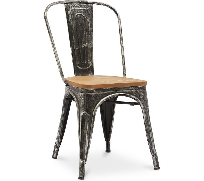 Chaise Salle à Manger Bistrot Metalix Design En Métal Et Bois Clair  - Industriel