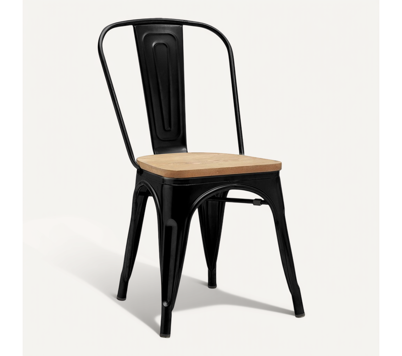 Chaise Salle à Manger Bistrot Metalix Design Industriel En Métal Et Bois Clair - Nouvelle Edition