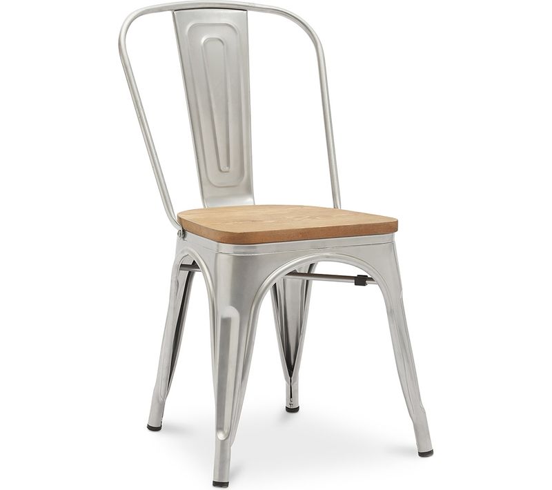 Chaise Salle à Manger Bistrot Metalix Design En Métal Et Bois Clair  - Acier