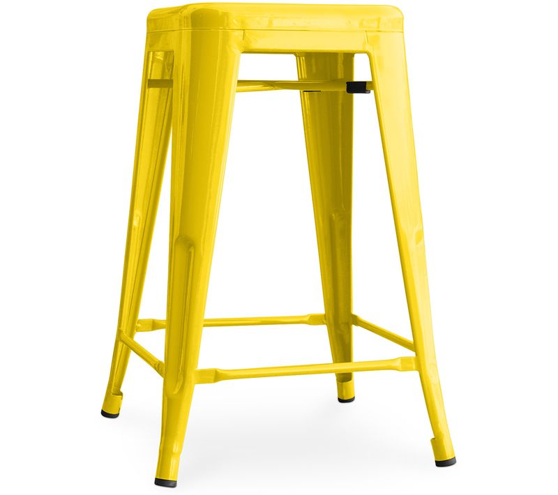 Tabouret De Bar - Design Industriel - 60cm - - Metalix Jaune
