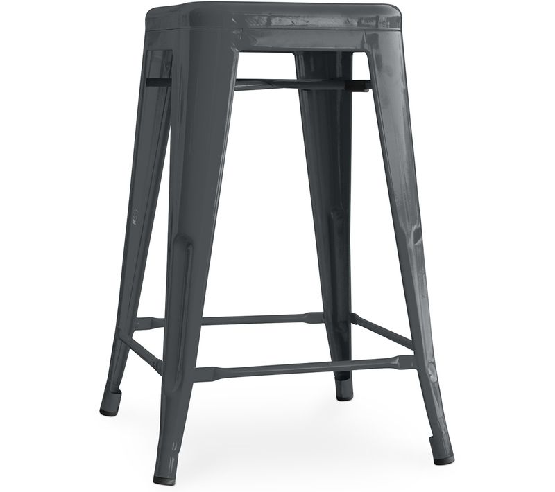 Tabouret De Bar - Design Industriel - 60cm - - Metalix Gris Foncé