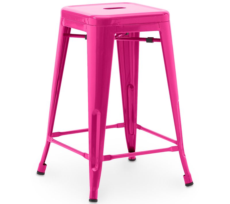 Tabouret De Bar - Design Industriel - 60cm - - Metalix Fuchsia