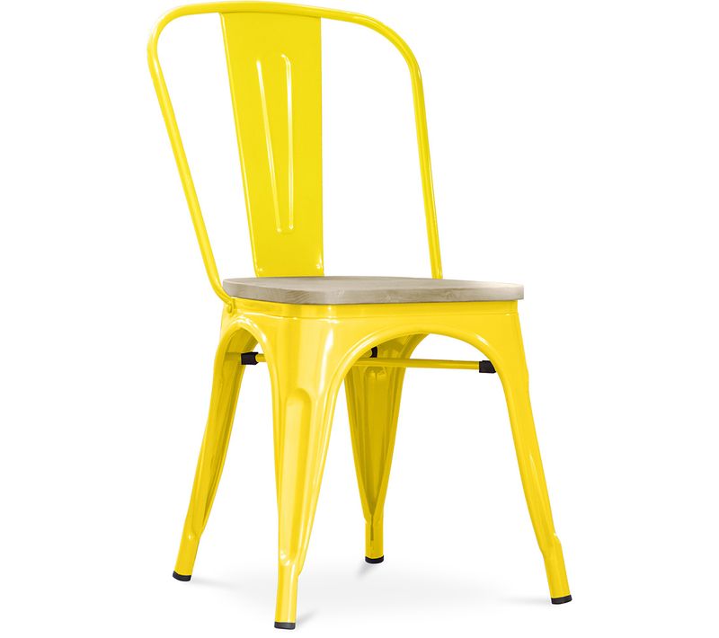 Chaise Salle à Manger Bistrot Metalix Design Industriel En Métal Et Bois Clair - Nouvelle Edition