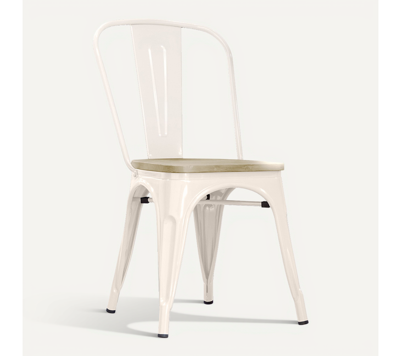Chaise Salle à Manger Bistrot Metalix Design Industriel En Métal Et Bois Clair - Nouvelle Edition