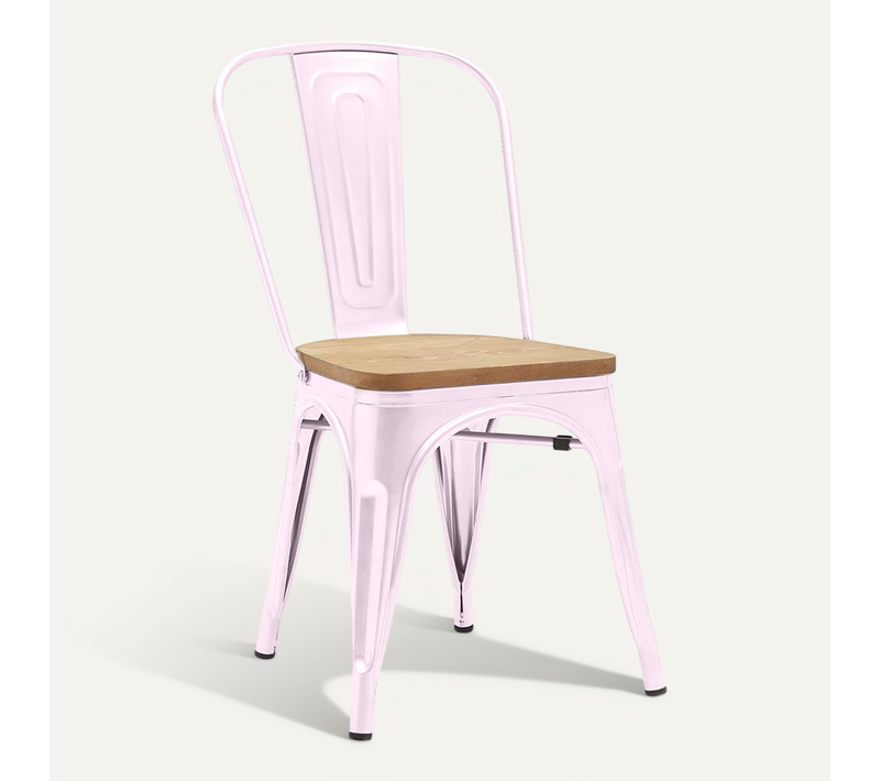 Chaise Salle à Manger Bistrot Metalix Design Industriel En Métal Et Bois Clair - Nouvelle Edition