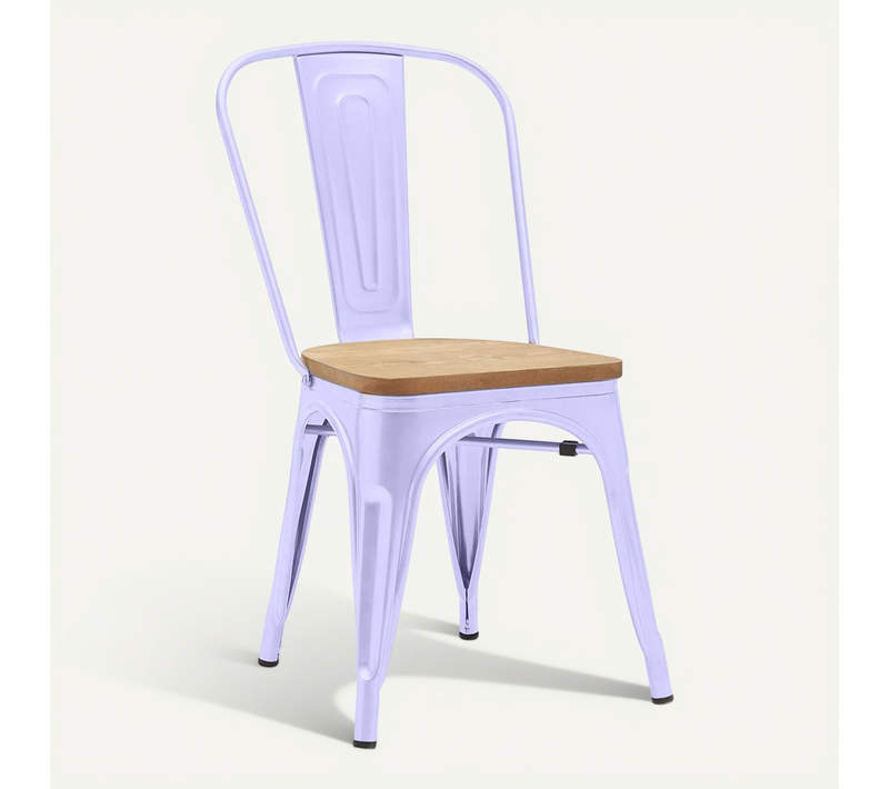 Chaise Salle à Manger Bistrot Metalix Design Industriel En Métal Et Bois Clair - Nouvelle Edition