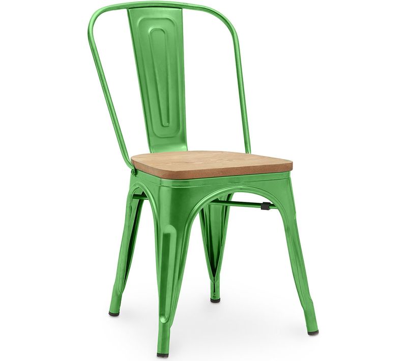 Chaise Salle à Manger Bistrot Metalix Design Industriel En Métal Et Bois Clair - Nouvelle Edition