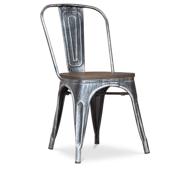 Chaise Salle à Manger Bistrot Metalix Design En Métal Et Bois Foncé  - Industriel