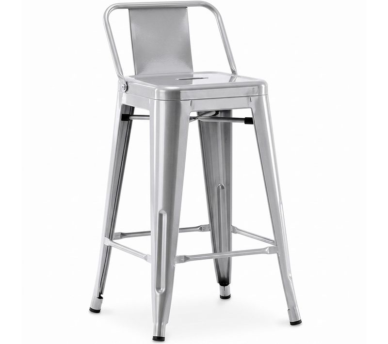 Tabouret De Bar Avec Dossier - Design Industriel - 60cm - Nouvelle édition - Metalix Acier
