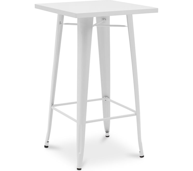 Table De Bar Bistrot Metalix Design Industriel En Métal - 100cm- Blanc