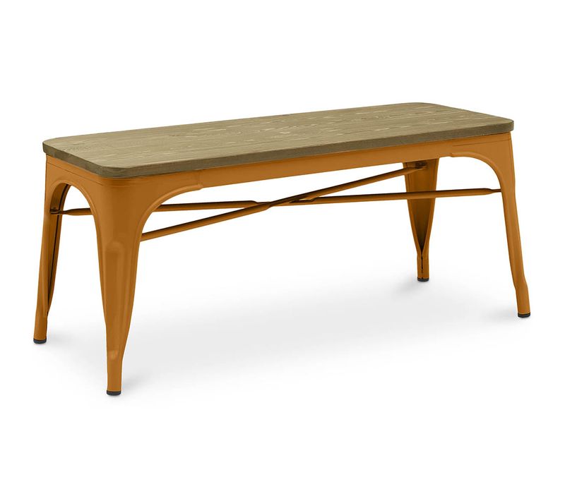 Banc Bistrot Metalix Design Industriel En Métal Et Bois Clair - Doré