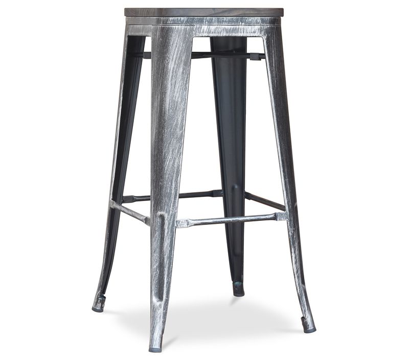 Tabouret De Bar - Design Industriel - Bois Et Acier - 76 Cm - New Edition- Metalix Industriel