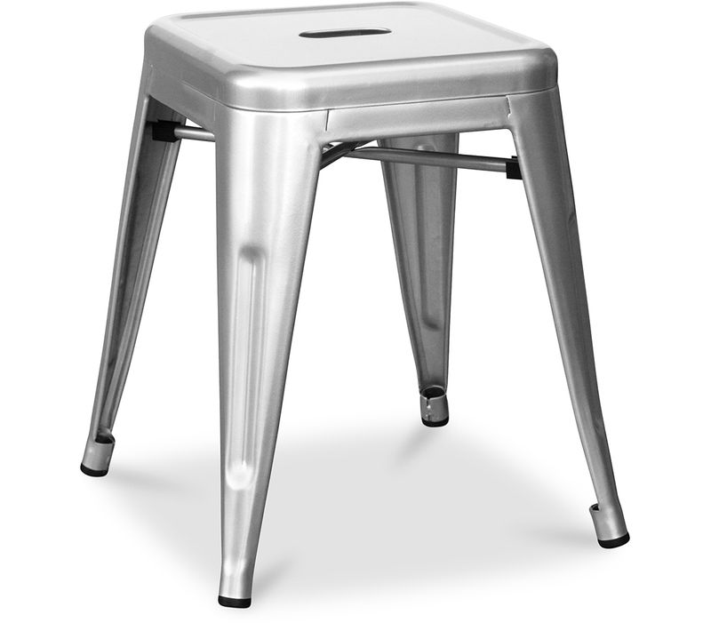 Tabouret Design Industriel - 45cm - Nouvelle Edition - Metalix Argenté