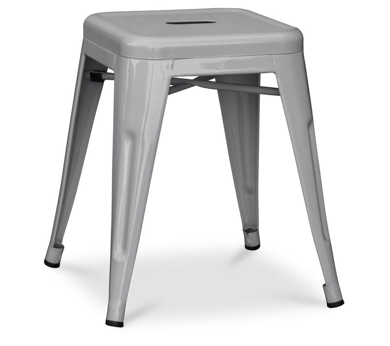 Tabouret Design Industriel - 45cm - Nouvelle édition - Metalix Gris Clair