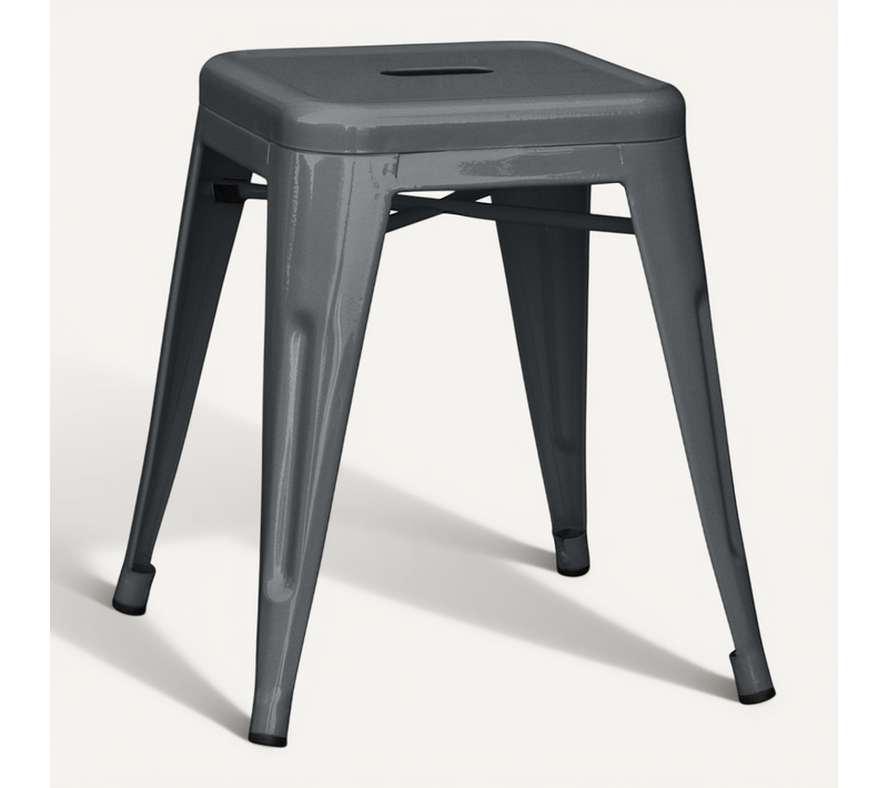 Tabouret Design Industriel - 45cm - Nouvelle Edition - Metalix Gris Foncé
