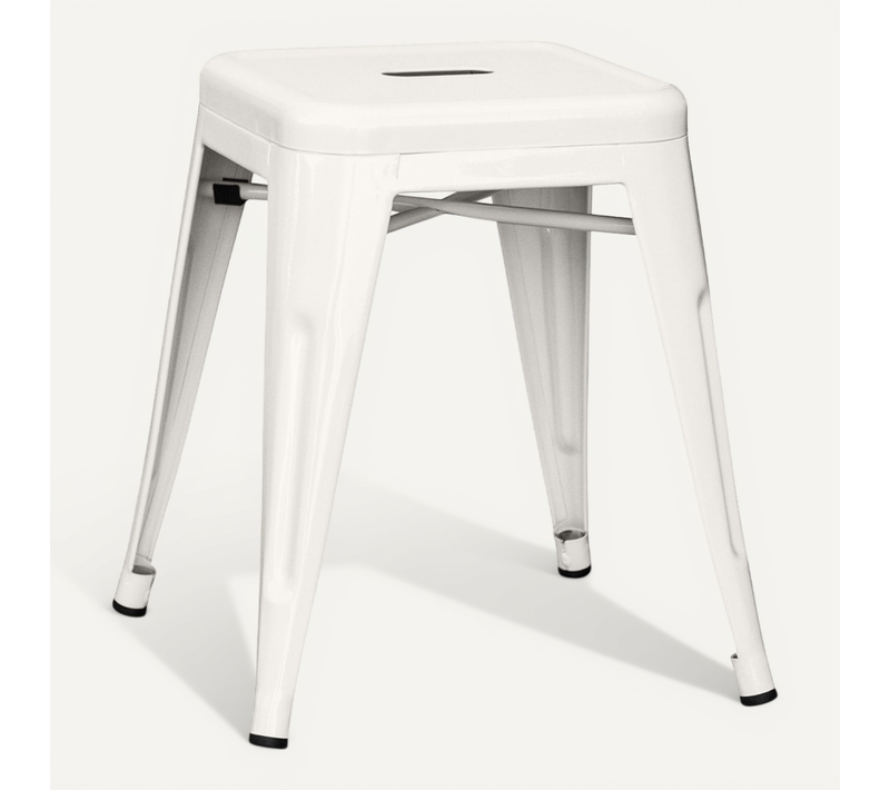 Tabouret Design Industriel - 45cm - Nouvelle Edition - Metalix Crème