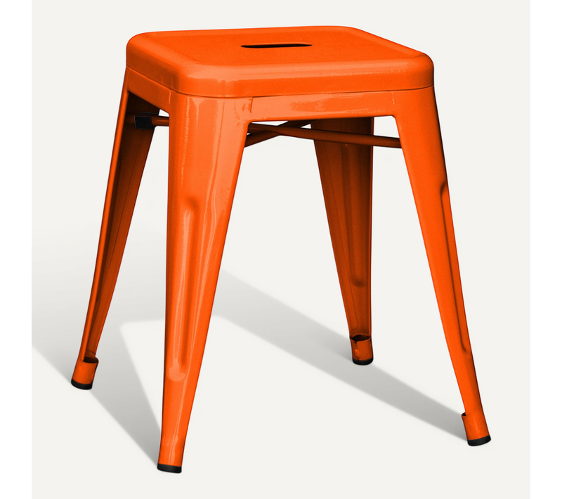 Tabouret Design Industriel - 45cm - Nouvelle Edition - Metalix Orange
