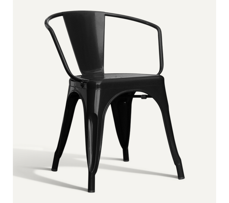 Chaise De Salle à Manger Avec Accoudoir Bistrot Metalix Design En Métal - Noir