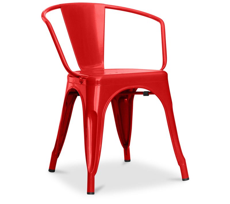 Chaise De Salle à Manger Avec Accoudoir Bistrot Metalix Design En Métal - Rouge