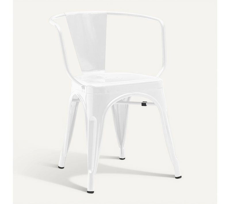 Chaise De Salle à Manger Avec Accoudoir Bistrot Metalix Design En Métal - Blanc