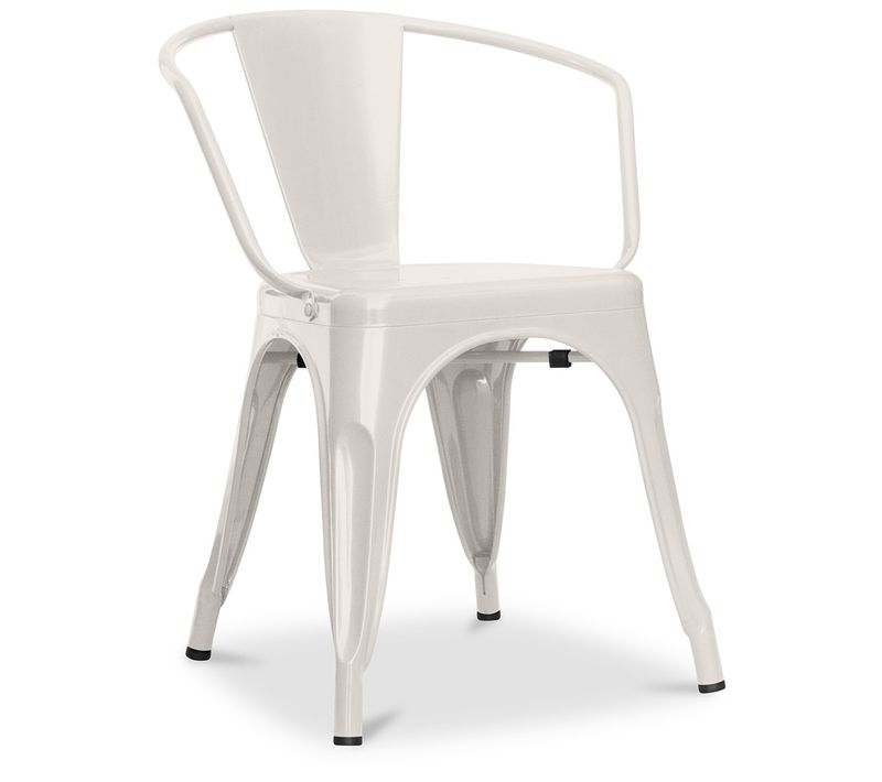 Chaise De Salle à Manger Avec Accoudoir Bistrot Metalix Design En Métal - Crème