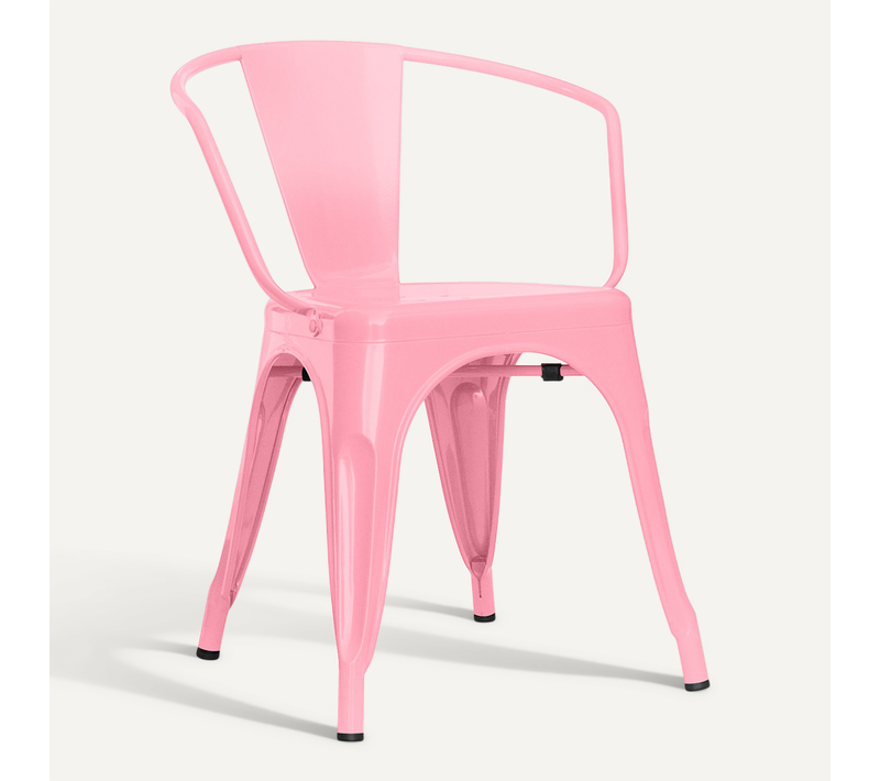 Chaise De Salle à Manger Avec Accoudoir Bistrot Metalix Design En Métal - Rose