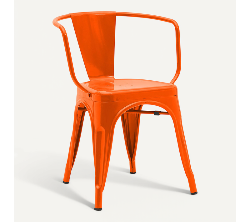 Chaise De Salle à Manger Avec Accoudoir Bistrot Metalix Design En Métal - Orange